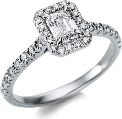 Produktbild von Ring aus 750 Gold Weißgold 35 Diamanten 0,93ct TW-SI B:8,6mm 4er-Krappe Innenumfang 54mm  Ø17.2mm