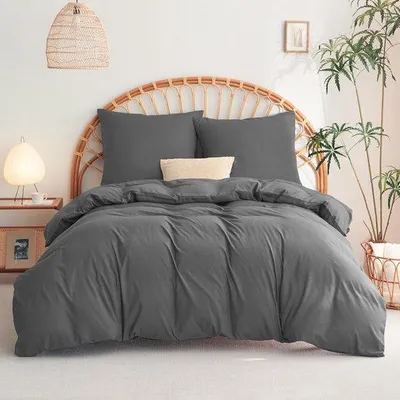 Produktbild von Graues Mikrofaser-Deckbett mit Reißverschluss 155x220 cm