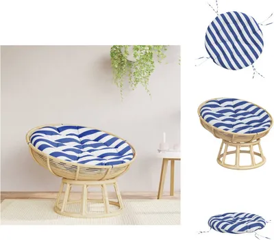 Immagine prodotto di Cuscino rotondo a righe blu e bianche vidaXL, Ø 100x11 cm, tessuto Oxford -  Cuscino da seduta