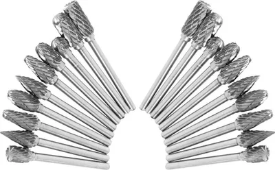 Produktbild von 2 x 10 tlg. Hartmetallfräser Set 3mm Schaft | Frässtift für Holzbearbeitung, Gravur, Metallschnitzerei | Schaftfräser VHM 3x6mm | Wolframkarbid Konusfräser für Holz, Stahl & Stein | Rotationsfräser
