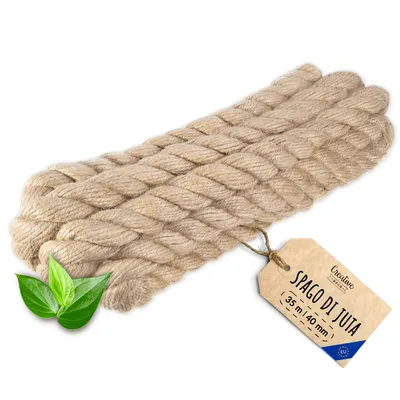 Immagine prodotto di Creative Deco Corda di Iuta 35m | Spessore 40mm | Spago Naturale Resistente per Progetti Fai da Te