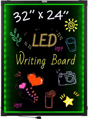 Zdjęcie produktu dla Tablica LED do pisania wiadomości 81,3 x 61 cm Podświetlana tablica do pisania kredą, którą można wymazać