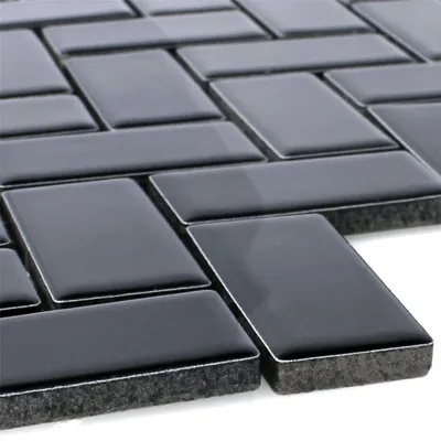 Produktbild von Mosaikfliesen Keramik Casillas Schwarz Glänzend