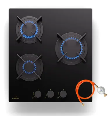 Image de Klarstein Tables de Cuisson à Gaz, Plaque de Cuisson Gaz à 3 Brûleurs, Table de Cuisson Encastrable à 3 Feux de 5200W, Cuisiniere Gaz, Gaziniere Gaz avec Brûleurs en Acier Inoxydable, Cuisinières GPL