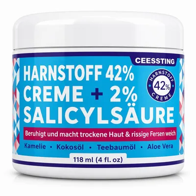 Produktbild von ENVISHA Urea Creme 42 Prozent für Füße – 42% Urea-Fußcreme mit 2% Salicylsäure und Hyaluronsäure – für Füße, Hände, Fersen, Ellenbogen, Nägel und Knie