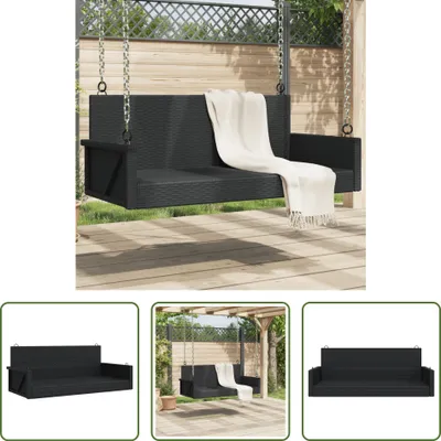 Produktbild von The Living Store Hängebank Schwarz 119x56x48 cm Poly Rattan