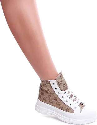 Produktbild von topschuhe24 2500 Damen Plateau Sneaker Print Turnschuhe , Farbe:Braun, Größe:39 EU