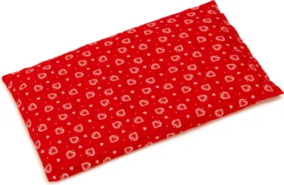 Produktbild von Süßes Kirschkernkissen Herzen-rot 30 x 20 cm. Geeignet als Kirschkern-Wärmekissen 30x20cm für Mikrowelle und Backofen sowie als Kälte-Körnerkissen