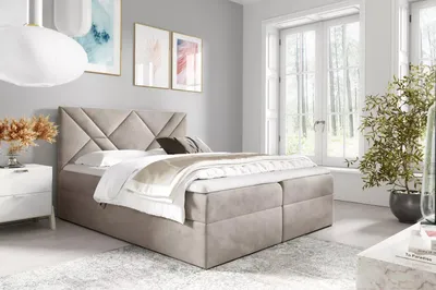 Obrázek produktu pro Boxspringová postel ASKOT - 200x220, béžová + topper