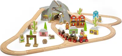 Immagine prodotto di Bigjigs Rail Binario ferroviario in legno Wild West 62 pezzi