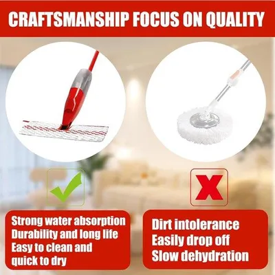 Productafbeelding van Spraywissers - Herbruikbaar - Microvezel - Rood en grijs - Vloerreiniging - Geschikt voor Vileda 1-2 - 5 stuks