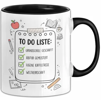 Produktbild von Schüler Abschluss Tasse Geschenk Lustige Geschenkidee Spruch Grundschule Geschafft Abitur Gemeistert (Schwarz)
