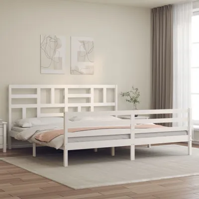Produktbild von Massivholzbett mit Kopfteil Weiß 200x200 cm , Klassische Betten Design 2024