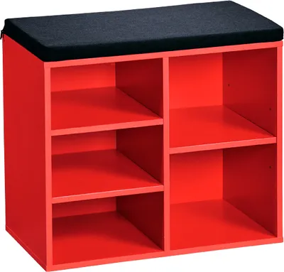 Produktbild von KESPER® Schuhschrank rot mit Sitzkissen, 3 Fächer + 1 großes Fach, -, variabler Boden, Flurbank 51,5x29,5x48cm, Garderobenbank 15963