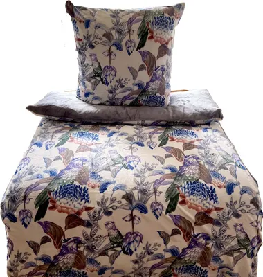 Produktbild von aboutyourhome bettwäsche Wendebettwäsche Winter Cashmere Touch Fleece Blumen Uni 135x200 80x80, 2tlg. / Grau