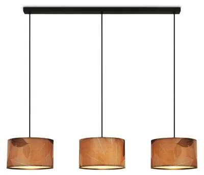 Immagine prodotto di Lampada a sospensione Briloner Mata, decorazione a foglie, 3 luci, stile boho, attacco E27, color caffè, 110 x 25 x 120 cm