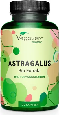Image de Vegavero Astragale| 120 gélules | 20 % de polysaccharides | 375 mg d'extrait d'astragale (15:1) par gélule | végétalien