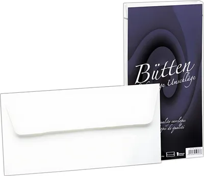 Produktbild von RÖSSLER Briefhüllen Bütten gefüttert weiß DIN lang 25 Stück