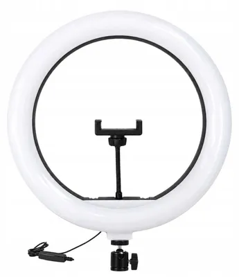 Produktbild von LED-Ringlampe mit Telefonhalter, 35 cm, 3 Lichtfarben, USB