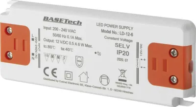 Obrázek produktu pro basetech LD-12-6 Trasformatore per LED Tensione costante 6 W 0.5 A adatto mobili