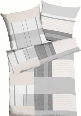 Produktbild von JACK by Kaeppel Fein Biber Bettwäsche 2 tlg. Straight Kiesel Grau Sand Hellgrau 155x220cm Bettwäsche