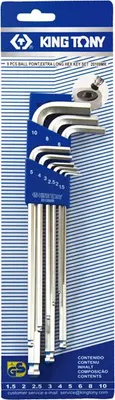 Produktbild von Satz Sechskantschlüssel Typ L 1,5-10 mm, extra lang - KY20109MR