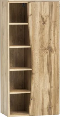 Produktbild von Midischrank "Kaprun" aus MDF in wotaneiche mit einer Tür und 8 Einlegeböden. Abmessungen (B/H/T) 60x130x35 cm