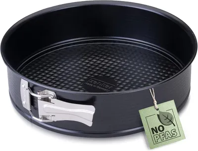 Produktbild von Zenker Springform mit flachem Boden, Farbe: Schwarz, Durchmesser: 24 cm - Hochwertige Backform aus Stahlblech - Antihaftbeschichtung - +230 °C