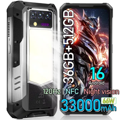 Produktbild von OUKITEL WP100 Plus 4G Outdoor Handy,36GB+512GB 33000mAh/66W Outdoor Smartphone Android 16, 6.8" 120Hz FHD+ Camping Licht, 64MP Nachtsicht Kamera/NFC