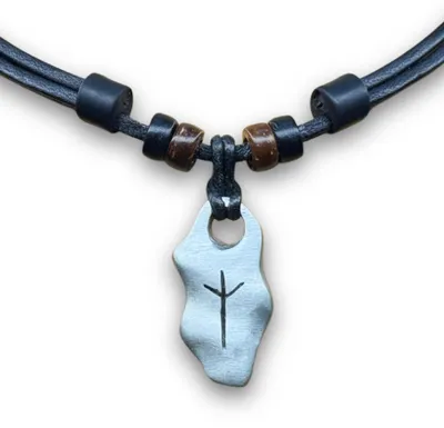 Produktbild von HANA LIMA | Leder Halskette Algiz Rune Wikinger Kelten Kette Schmuck Herren Damen Schmuck