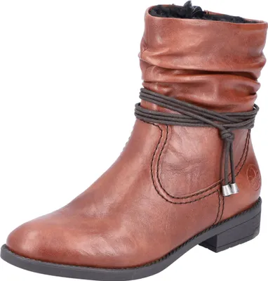 Produktbild von Rieker Damen Stiefelette Kordel Raffung flauschiges Warmfutter 73691, Größe:38 EU, Farbe:Braun