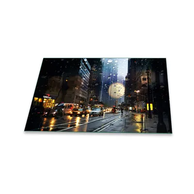 Produktbild von Herdabdeckplatte Glaskeramik 1 Teilig 80x52 Stadt Schwarz Abdeckung Glas Spritzschutz
