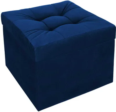 Obrázek produktu pro MG Design čalouněná stolička, 45x45 cm, barva Blauw - měkký sedák, skládací s úložným prostorem (50 l), odolává zatížení až 100 kg