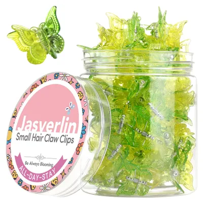 Imagen del producto de Pequeñas pinzas de mariposa de colores, 50 unidades, para el cabello
