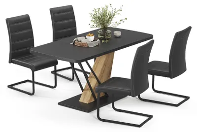 Obrázok produktu pre Súprava jedálenského stola Vicco Fenaro čierna/Dub Goldkraft 120 x 80 cm so 4 jedálenskými stoličkami, čierne, Model 62994
