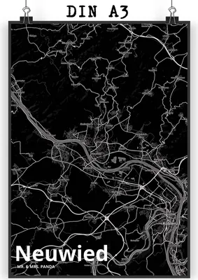 Produktbild von Mr. & Mrs. Panda Bild Neuwied DIN A3 - Geschenk, Wandbild, kunstdruck poster, Stadt Dorf Karte Landkarte Map Stadtplan, wanddeko, drucke