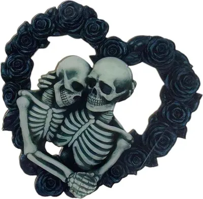 Produktbild von Halloween Skelett Kranz Herzförmiger Skelett Kranz für Halloween Türdekoration