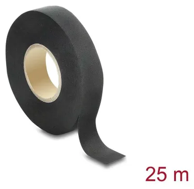 Immagine prodotto di Nastro adesivo in tessuto Delock, 25 m x 19 mm, resistente allo strappo, autoadesivo, nero