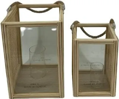 Produktbild von TrendLine Deko Laterne Holz 30 x 20,8 x 20,8 cm natur
