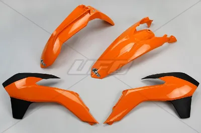 Immagine prodotto di Kit carene UFO PLAST, set di 4 pezzi in plastica per KTM EXC Sixdays EXC-F 125 - 500 cc, anni di produzione 2014 - 2016, colore: arancione / nero