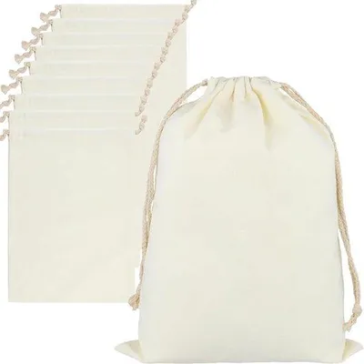 Image de Ensemble d'organisateurs de voyage en coton - 40 x 30 cm - respirant et lavable - Accessoires de voyage réutilisables - Sac de rangement en filet de voyage avec boucle
