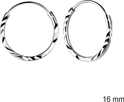 Produktbild von Kleine Creolen Silber 925 mit Diamantschliff 16 mm