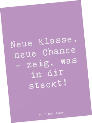 Produktbild von Mr. & Mrs. Panda Grußkarte Spruch Erster Schultag Neue Klasse - Lavendeltraum - Geschenk, Ansichtskarte, Postkarte, Motivkarte, Selbstvertrauen, Aufregung, Vertrauem