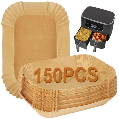 Produktbild von 150 Blatt Backpapier für Heißluftfritteusen mit zwei Kammern, 7,6 l DZ300EU/AF200EU, und Zubehör für Juskys 9 l/Ninja Foodi MAX Dual 9,5 l AF400EUCP/DZ400EU/DZ400EUSTGD/Ninja Double Stack XL SL400EUCP
