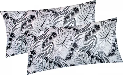 Produktbild von Baumwoll Renforcé Kissenbezug - 2er Set in 40x80cm - Blätter in Grau und Schwarz - Kopfkissen-Bezug, Kissenhülle, Dekokissenbezug aus 100% Baumwolle (KY-650/1-40x80)