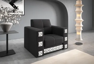 Produktbild von LIKMA Polstersessel Manila Schwarz 86x85x85 cm mit Armlehnen Wohnzimmersessel mit Wellenfedern Stoff Inari