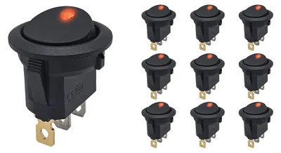 Produktbild von ProRide Wippschalter ON/OFF KCD2-12 3-polig, rote LED, 12V/20A, 10 Stück