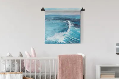 Produktbild von MuchoWow® Wandteppich Wandbehang Meer - Golf - Aquarell 60x60 cm Tapisserie Dekoration Wandtuch - Dekorationen - Wand Decke