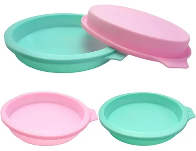 Zdjęcie produktu dla Silikonowe foremki do pieczenia, okrągłe, 15 cm, zestaw 4 sztuk, kolor: zielony, różowy