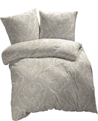 Immagine prodotto di ETÉREA Renforcé biancheria da letto 140x200cm + 70x90cm - 100% cotone - copripiumino Trisa ornamenti naturalmente morbido set di biancheria da letto con cuscino 140x200cm copripiumino + 70x90cm federa sabbia 2 pezzi - OEKOTEX